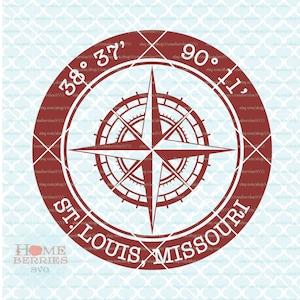 St. Louis Missouri Svg MO nautischen Lage Svg Kompassrose Svg Dxf Eps Ai Dateien für Cricut Silhouette & anderen Schneidemaschinen geschnitten