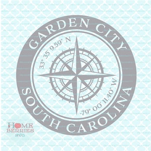Garden City South Carolina SC Hometown Home Nautical Location Latitude Längengrad Kompass Rose GPS Koordinaten svg dxf eps ai Plotterdateien