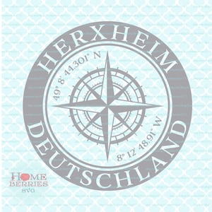 Herxheim Deutschland Deutschland Kompass Hometown Koordinaten Home Latitude Longitude Nautical Location svg dxf eps ai png Schneidedateien