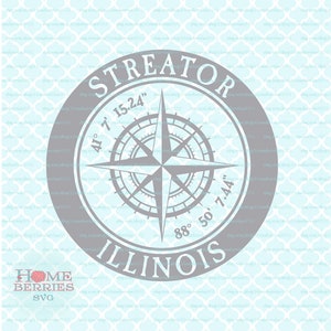 Streator Illinois IL Hometown Kompass Rose nautischen Standort Svg Dxf eps ai geschnitten Dateien für Cricut Silhouette & andere Schneidemaschinen