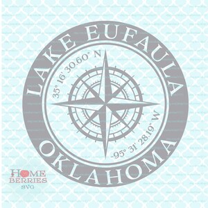 Lake Eufaula Oklahoma Nautische Koordinaten Kompassrose Standort Breitengrad Längengrad svg dxf eps jpg png ai Dateien