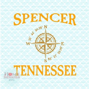 Spencer Tennessee TN Home woonplaats nautische locatie SVG DXF EPS-AI knippen bestanden voor Cricut silhouet & andere snijmachines