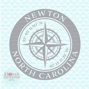 Newton North Carolina Heimatstadt Heimat Kompass Rose Breitengrad Längengrad Nautische Koordinaten svg dxf eps ai geschnitten Dateien