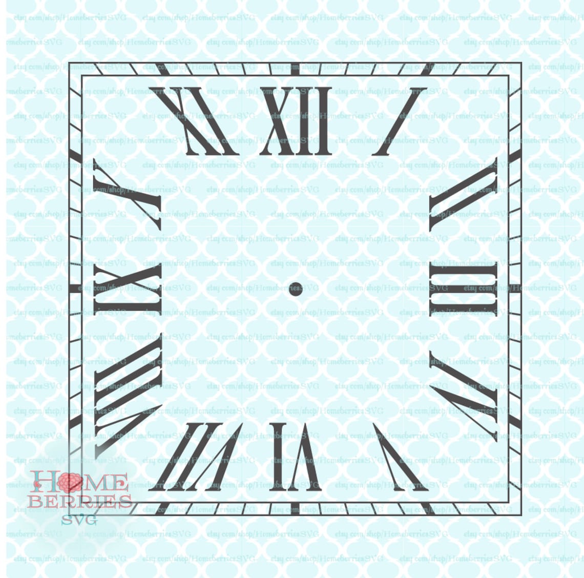Square Roman Numeral Clock Face With Minute Ticks Svg Dxf Eps | Etsy