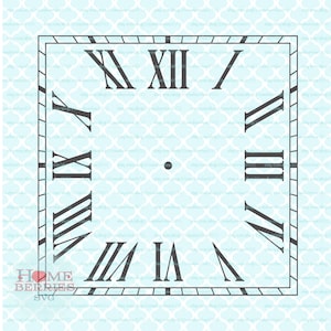 Square Roman Numeral Clock Face With Minute Ticks svg dxf eps ai cut files for Cricut Silhouette & other cutting machines