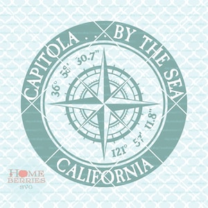 Capitola durch das Meer Kalifornien Svg Heimatstadt Svg Haus Svg nautischen Lage Svg Breite Länge Svg Dxf Eps Ai cut Dateien