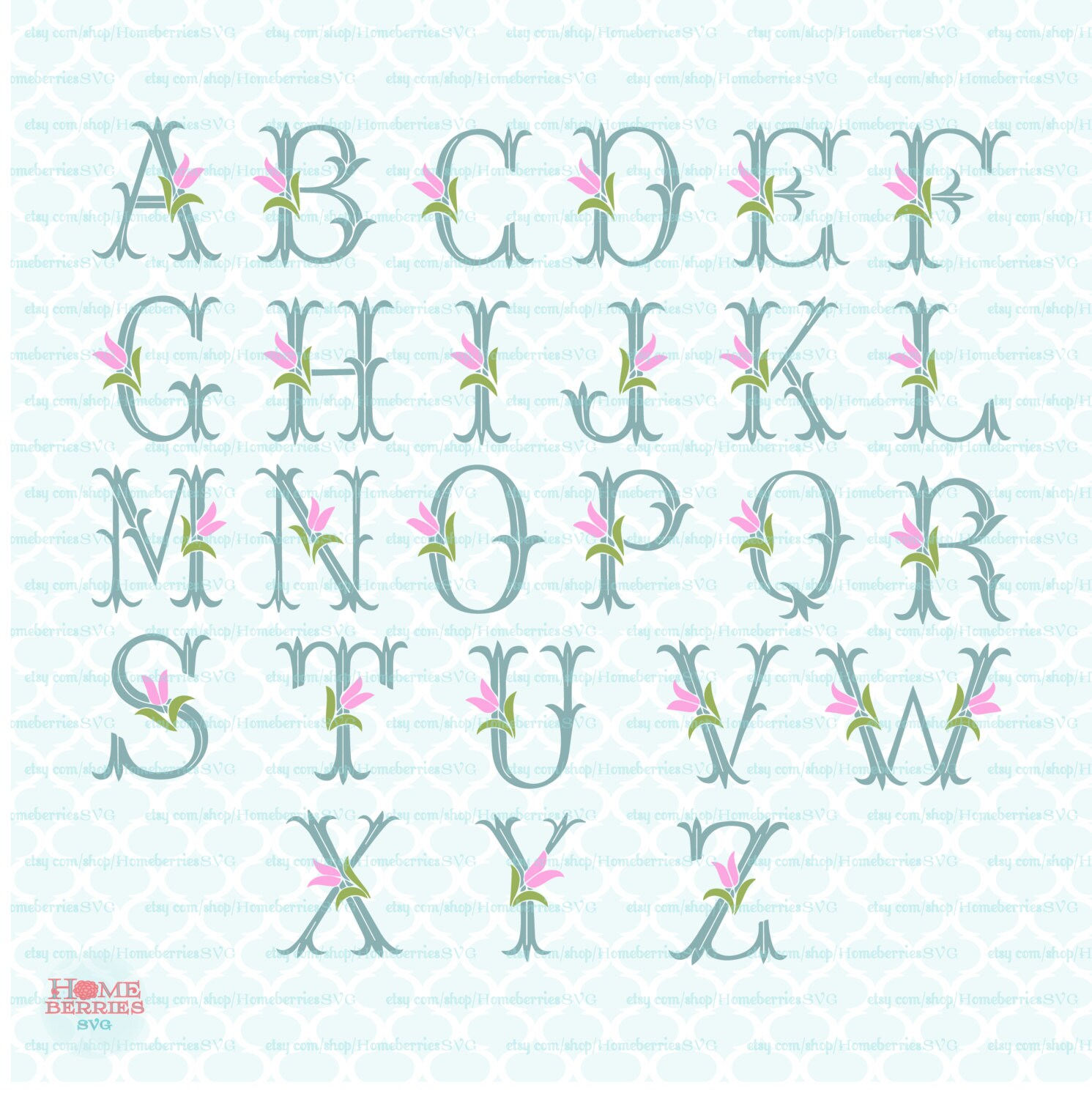 Download Homeberries Exclusive Tulip Monogram Intials Svg Spring Etsy