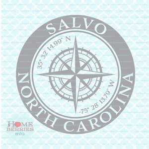 Salvo North Carolina NC Nautical Location Hometown Latitude Longitude Home Compass Rose Koordinaten svg dxf eps ai png cut files