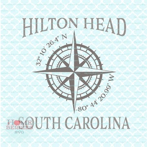 Hilton Head South Carolina Nautical Lage Breitengrad Längengrad Kompass Rose SC Heimatort Koordinaten svg eps dxf ai Schnittdateien