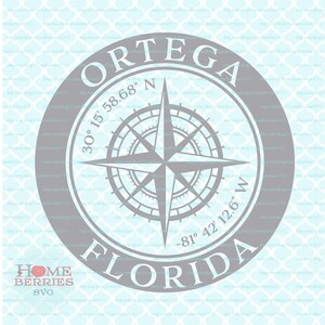 Ortega Florida Heimat Koordinaten FL Heimatstadt Nautik Lage GPS Breitengrad Längengrad Kompass Rose svg dxf eps png ai vut - Dateien