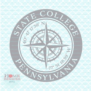 State College Pennsylvania PA Home Nautik Lage Kompass Rose Heimatstadt Breitengrad Längengrad Koordinaten svg dxf eps ai geschnitten Dateien