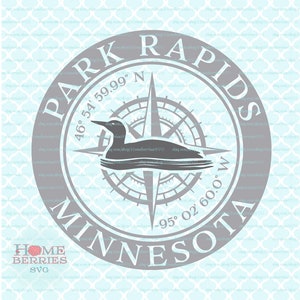 Park Rapids Minnesota Strona główna Miasto rodzinne Współrzędne GPS Róża wiatrów Szerokość geograficzna Długość geograficzna MN Dom nad jeziorem pliki svg dxf eps ai png