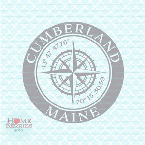 Cumberland Maine ME Home State Hometown nautischen Standort Kompass Svg Dxf eps ai geschnitten E-Dateien für Cricut Silhouette & andere Schneidemaschinen