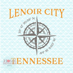 Lenoir City Tennessee Latitude Longitude TN Nautical Location Home Kompass Hometown Koordinaten svg dxf eps ai png Dateien