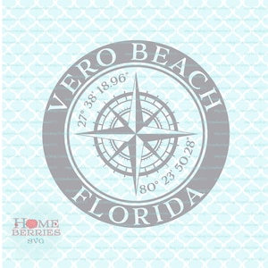 Vero Beach Florida FL ville natale nautique Latitude Longitude maison svg dxf eps ai couper des fichiers pour Cricut Silhouette et autres machines de découpe