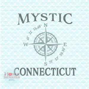 Mystische Connecticut CT Home Kompass Rose nautischen Standort Heimatstadt Svg Dxf eps ai geschnitten Dateien für Cricut Silhouette & andere Schneidemaschinen