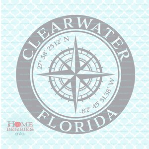 Clearwater Florida Nautical Location FL Hometown Home Koordinaten GPS Kompass Rose Latitude Longitude svg dxf eps ai png Dateien