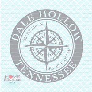 Dale Hohl Tennessee Heimat Zustand Heimatstadt Kompass Rose Breite Länge Längengrad Nautische GPS-Koordinaten svg dxf eps png ai Schnittdateien