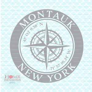 Montauk New York Kompass Rose NY Hometown Koordinaten Breitengrad Länge GPS Nautischer Ort svg dxf eps ai png Dateien