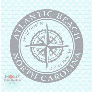 Atlantik-Strand North Carolina Nautical Lage Breitengrad Längengrad Kompass Rose Heimatstadt Haus Koordinaten svg dxf eps ai Schnittdateien