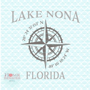 Lake Nona Florida FL Hometown Kompass Rose Längengrad Nautische Lage Home Koordinaten svg dxf eps ai png Plotterdateien