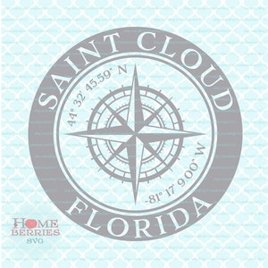 Saint Cloud Florida FL Hometown Kompass Rose Längengrad Nautische Lage Home Koordinaten svg dxf eps ai png Plotterdateien