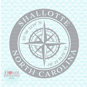 Shallotte North Carolina Nautische Lage Längengrad NC HomeTown Koordinaten GPS Kompass Rose svg dxf eps ai png Plotterdateien