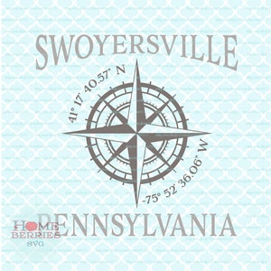 Swoyersville Pennsylvania Home Breitengrad Längengrad Heimatstadt Koordinaten Kompass Rose PA Nautische Lage svg dxf eps ai png Dateien