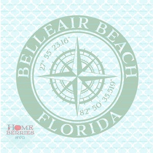 Belleair Beach Florida FL nautische Lage Kompass Rose Beach Home Hometown Svg Dxf eps ai geschnitten Dateien für Cricut Silhouette & andere