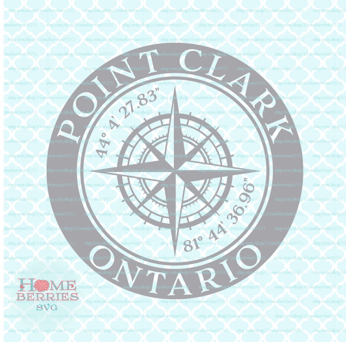 Point Clark Ontario Canada Coordinates Compass Rose Nautical Etsy