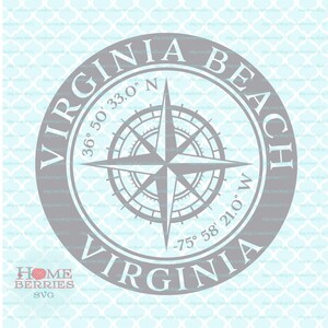 Virginia Beach Virginia VA Heimatstadt Kompass Rose Breitengrad Längengrad Nautische Lage Heimat Koordinaten svg dxf eps ai png Dateien