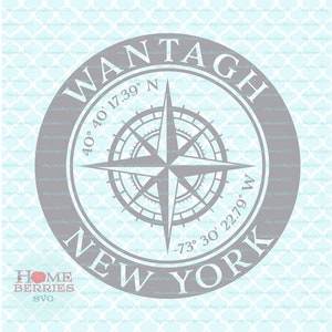 Wantagh New York Kompass Rose NY Hometown Koordinaten Breitengrad Länge GPS Nautischer Ort svg dxf eps ai png Dateien