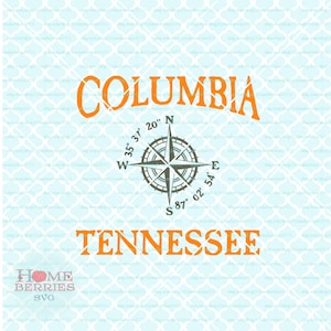 Columbia Tennessee TN Hause nautischen Lage Kompassrose Svg Dxf Eps Ai Dateien für Cricut Silhouette & anderen Schneidemaschinen geschnitten