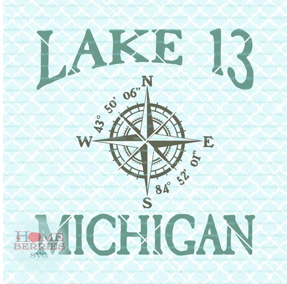 Lake 13 Farwell Michigan MI State svg Nautical Location svg Etsy