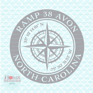 Rampe 38 Avon North Carolina Nautische Koordinaten Kompass Rose Ort Breitengrad Längengrad svg dxf eps jpg png ai - Dateien