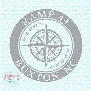 Rampe 44 Buxton North Carolina Nautische Koordinaten Kompass Rose Ort Breitengrad Längengrad svg dxf eps jpg png ai - Dateien