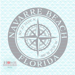 Navarre Beach Florida maison FL ville natale Rose des vents Latitude Longitude nautique coordonnées GPS svg dxf eps png ai couper des fichiers