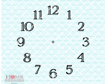 刻印された数字の時計の文字盤 svg 時計 svg dxf eps ai クリカット シルエットやその他のカッティング マシン用のカット ファイル