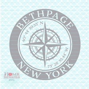 Bethpage New York Compass Rose NY Hometown Coordonnées Latitude Longitude GPS Nautical Location svg dxf eps ai png fichiers
