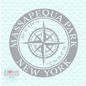 Massapequa Park New York Kompass Rose NY Hometown Koordinaten Breitengrad Länge GPS Nautischer Ort svg dxf eps ai png Dateien