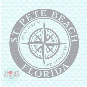 St Pete Beach Florida Nautical Location FL Hometown Home Koordinaten GPS Kompass Rose Latitude Longitude svg dxf eps ai png Dateien