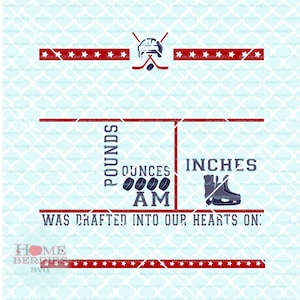 Hockey Bebé Nacimiento Anuncio Plantilla svg Estadísticas de Nacimiento svg Estadísticas de Nacimiento svg Baby Stats svg dxf eps jpg archivos para Cricut Silhouette