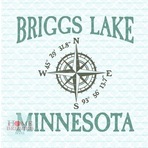 Briggs See Minnesota MN nautischen Lage Compass Rose Breitengrad Längengrad Svg Dxf Eps Jpg Ai Dateien für Cricut Silhouette & andere Maschinen