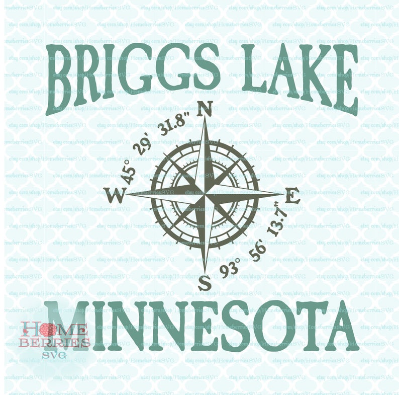 Briggs Lake Minnesota MN Nautical Location Compass Rose Etsy