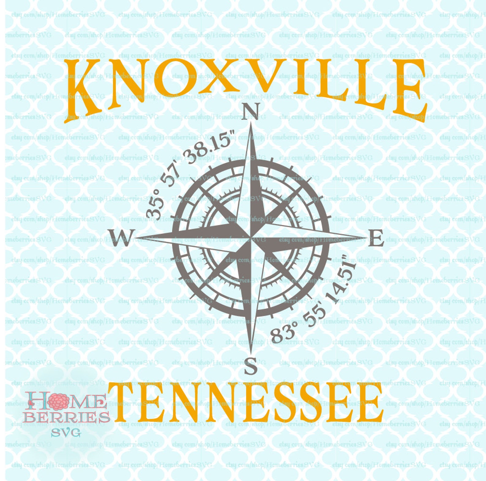 Knoxville Tennessee Hometown Home Compass Rose Latitude Etsy