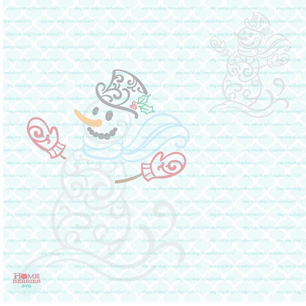 Filigree Snowman svg Flourish Snowman svg Swirly Snowman svg Damask Snowman svg Christmas svg dxf eps jpg ai files for Cricut Silhouette