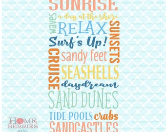 Beach Themed Subway Art Cruise Word Art Typography svg dxf eps ai cut files for Cricut Silhouette - autres machines à découper