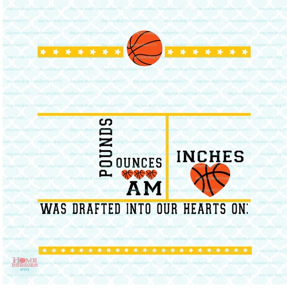 Download Basketball Baby Birth Announcement Template Svg Birth Etsy