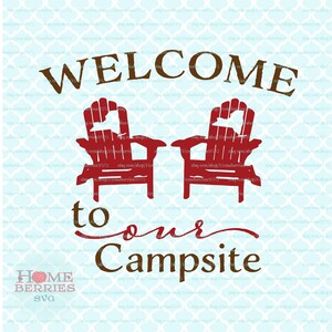 NY Welcome to Our Campsite New York Camping Camp Sign Camp Bucket Template svg dxf eps ai cut files for Cricut Silhouette