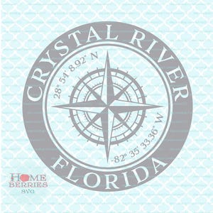 Crystal River Florida Heimatkoordinaten FL Heimatstadt Nautische Lage GPS Breitengrad Längengrad Kompass Rose svg dxf eps png ai Schnittdateien
